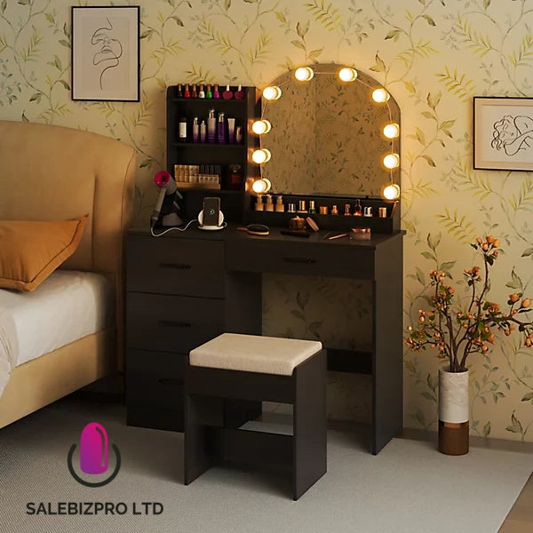 Vanity Desk with Mirror and Lights Dressing Table