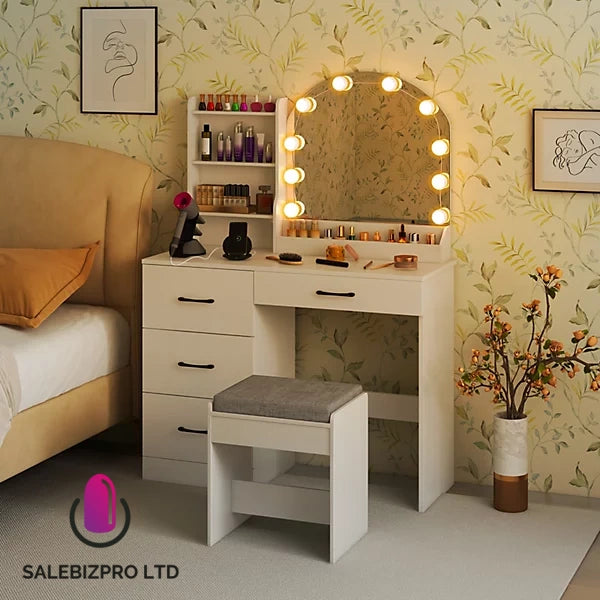 Vanity Desk with Mirror and Lights Dressing Table