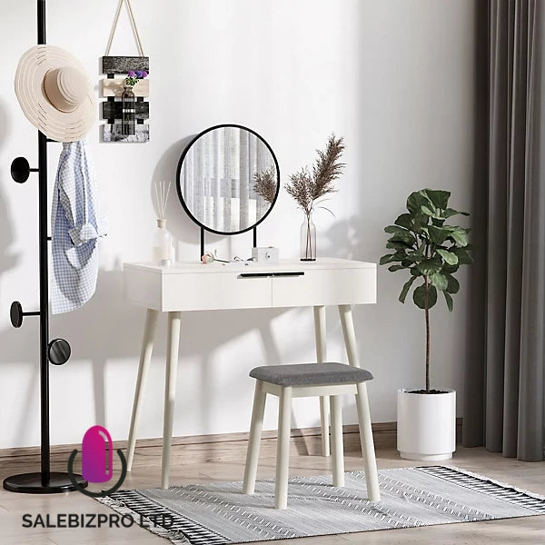 Dressing Table Vanity Set Make Up Desk with Mirror & Stool White
