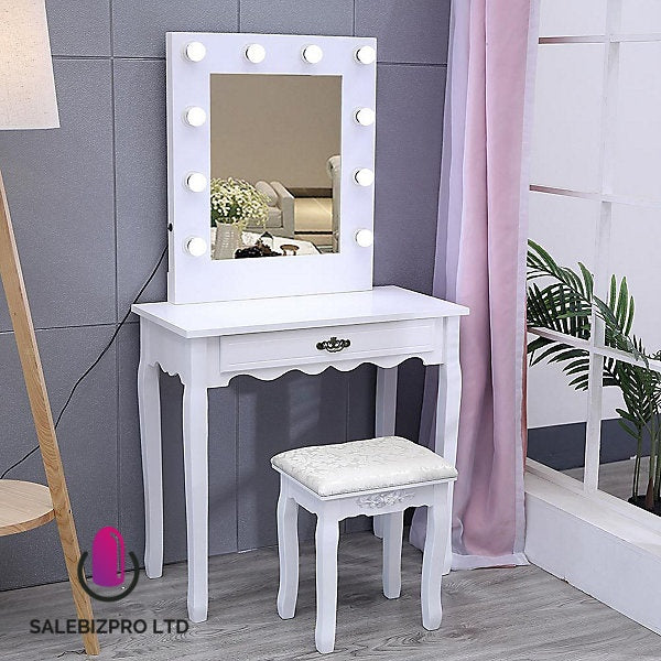 Table Mirror Desk with LED Makeup Vanity Mirror Without Stool