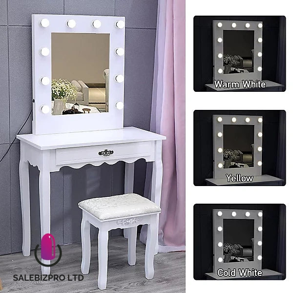 Table Mirror Desk with LED Makeup Vanity Mirror Without Stool