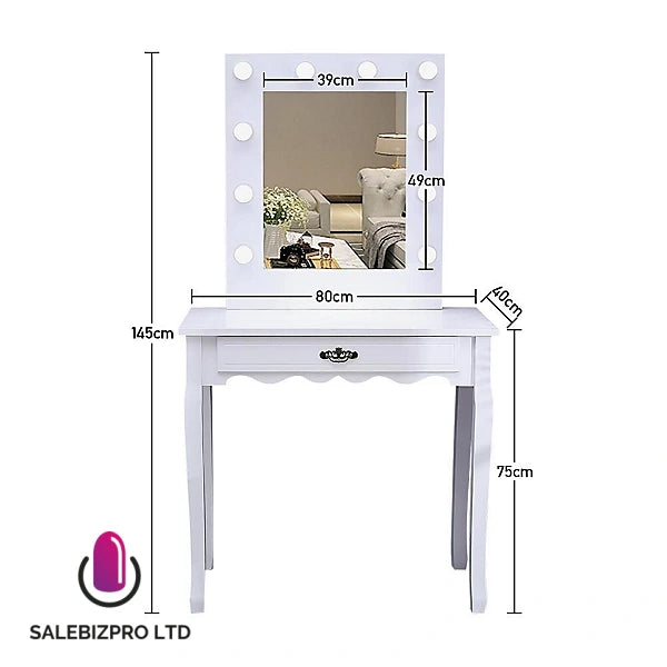 Table Mirror Desk with LED Makeup Vanity Mirror Without Stool